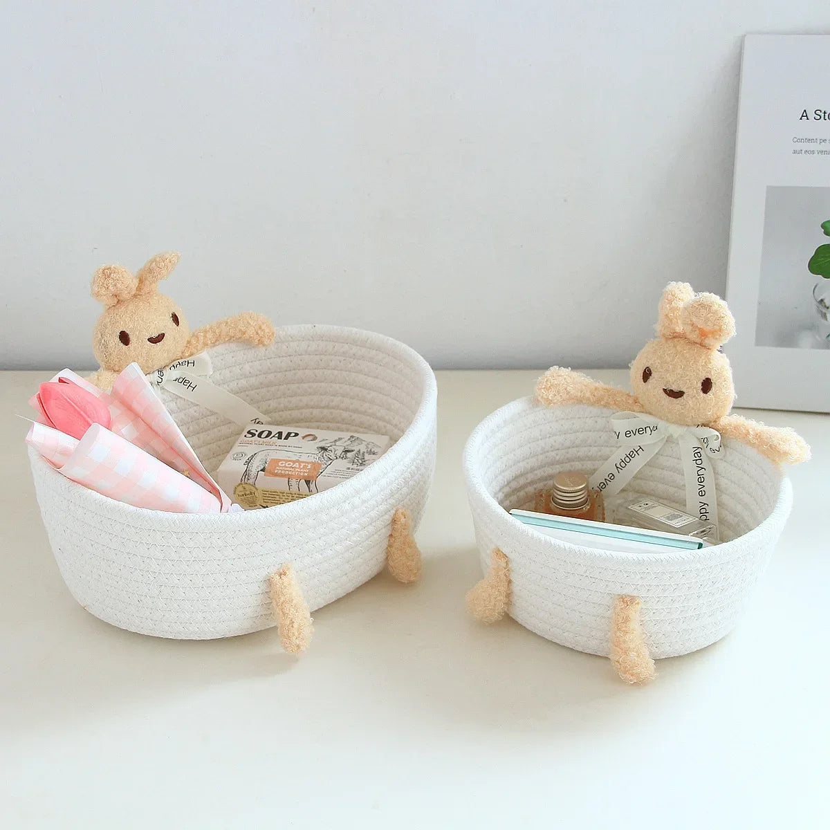 Le panier Câlin-Lapin et Ourson en Crochet